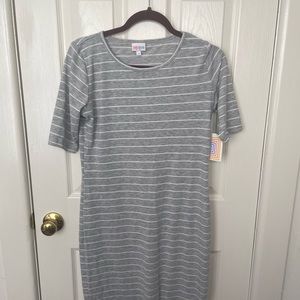 LuLaRoe grey striped dress